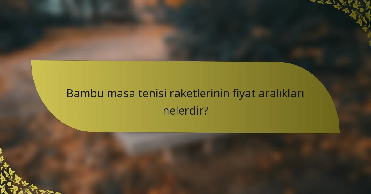 Bambu masa tenisi raketlerinin fiyat aralıkları nelerdir?