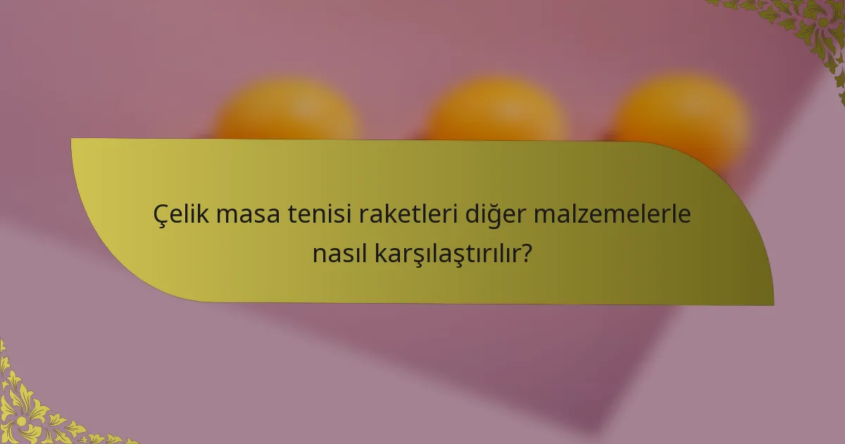 Çelik masa tenisi raketleri diğer malzemelerle nasıl karşılaştırılır?