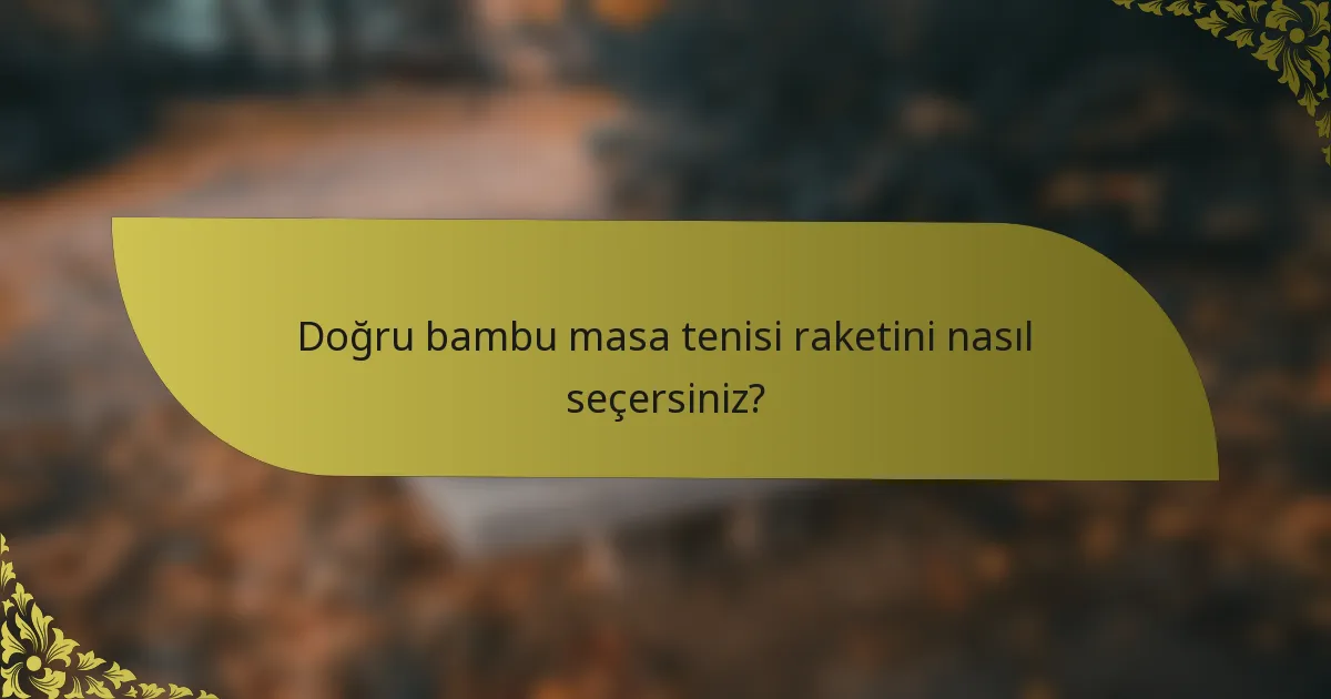 Doğru bambu masa tenisi raketini nasıl seçersiniz?