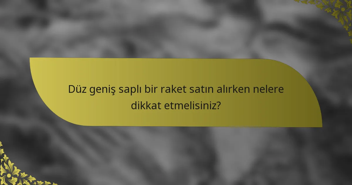 Düz geniş saplı bir raket satın alırken nelere dikkat etmelisiniz?