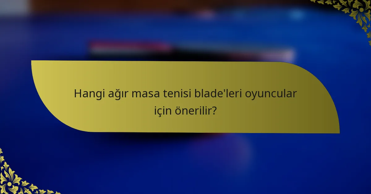 Hangi ağır masa tenisi blade'leri oyuncular için önerilir?