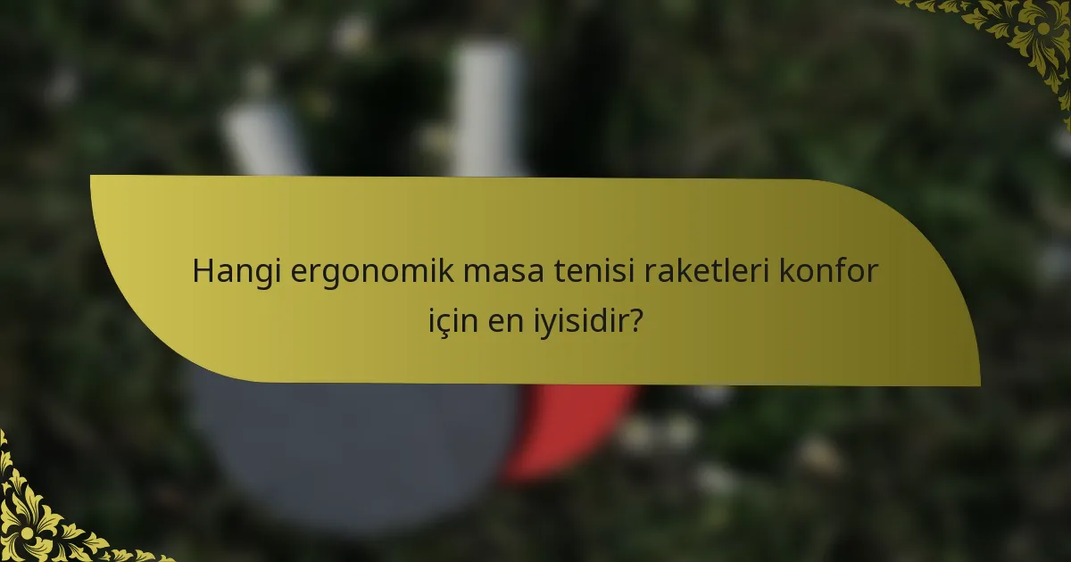 Hangi ergonomik masa tenisi raketleri konfor için en iyisidir?