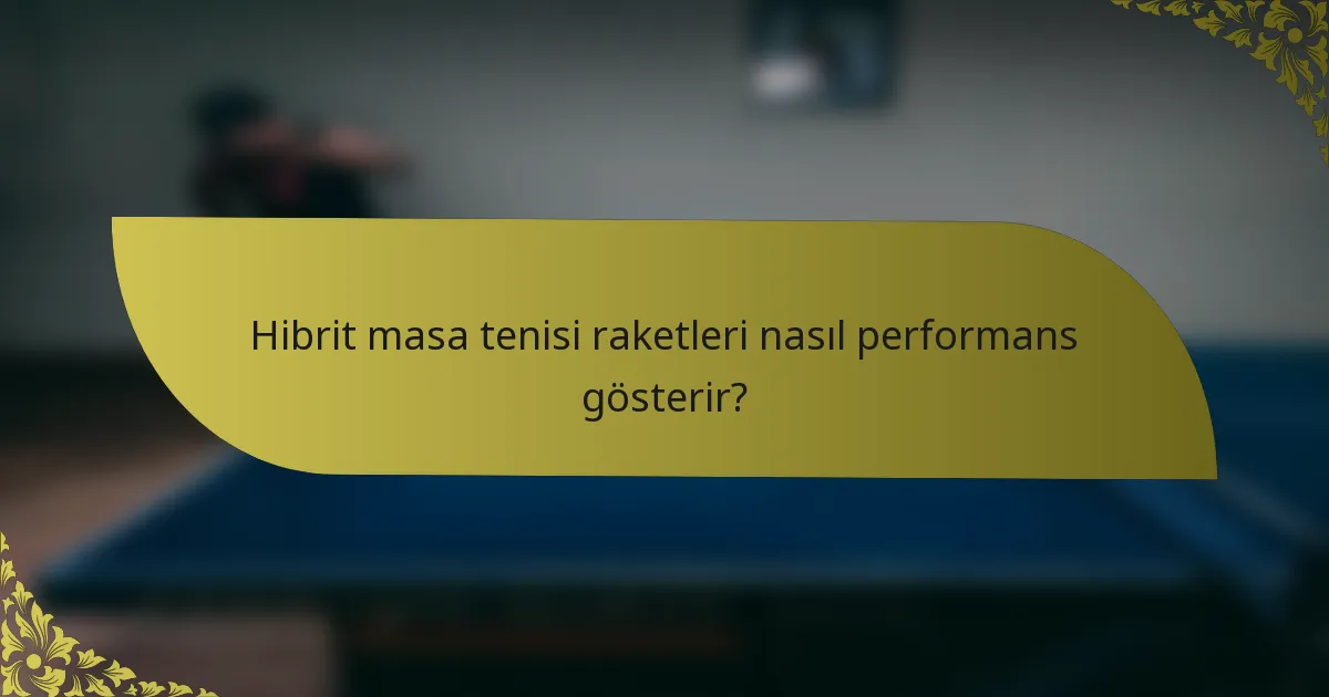 Hibrit masa tenisi raketleri nasıl performans gösterir?