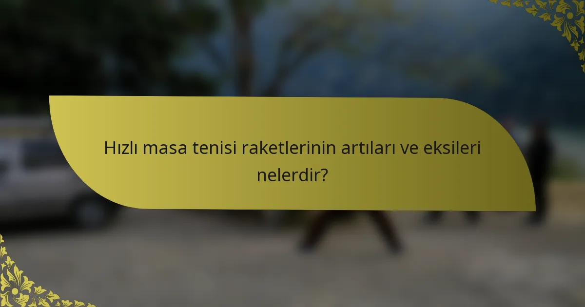Hızlı masa tenisi raketlerinin artıları ve eksileri nelerdir?