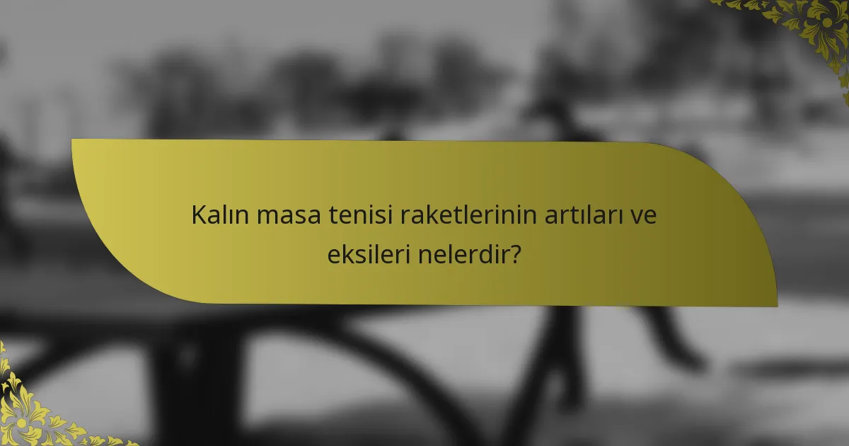 Kalın masa tenisi raketlerinin artıları ve eksileri nelerdir?