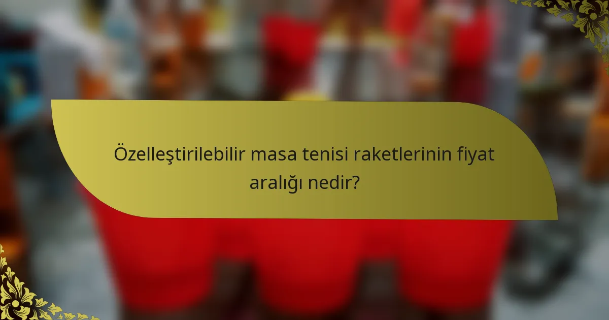 Özelleştirilebilir masa tenisi raketlerinin fiyat aralığı nedir?